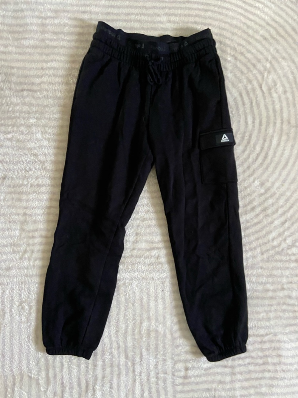 Reebok Black Kids Cargo Joggers with Logo Patch